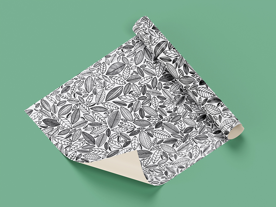 Conception d'une série de papier peint monochrome aux formes de feuilles, tendance végétal, pour la société sur les murs uniques walls.