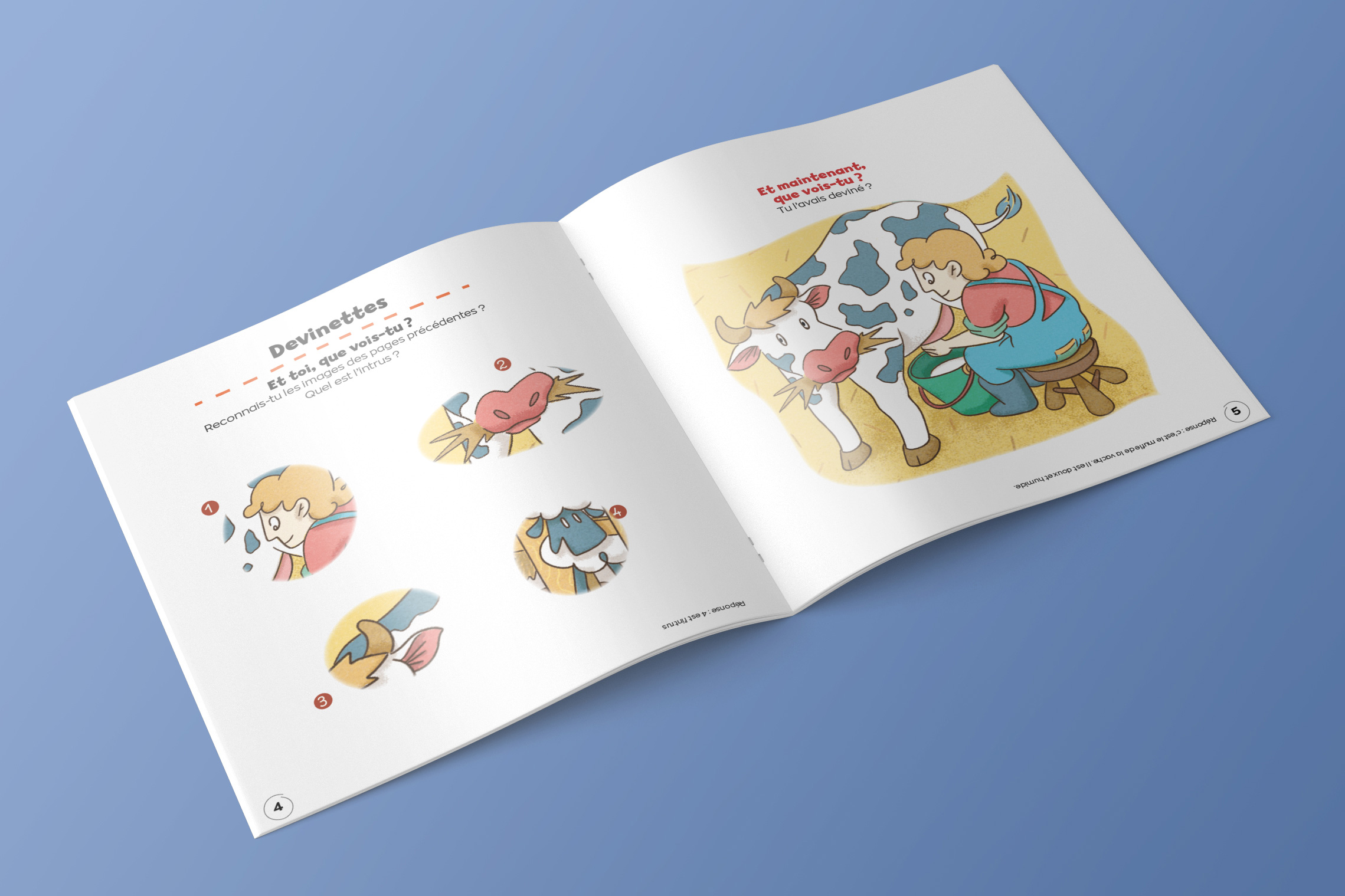 Illustration double page, cahier jeux, magazine Pirouette numéro 253, sur le thème du Salon de l'Agriculture.