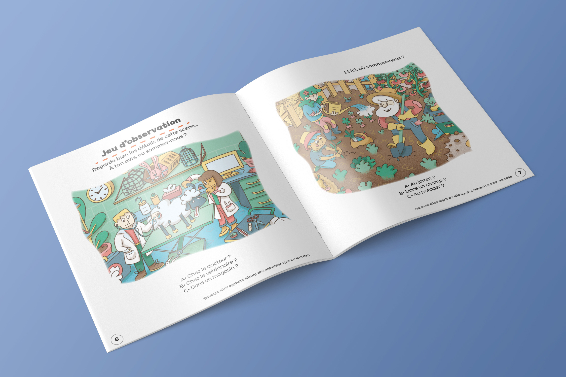 Double page illustrée, cahier jeux, magazine Pirouette numéro 253, sur le thème du Salon de l'Agriculture.