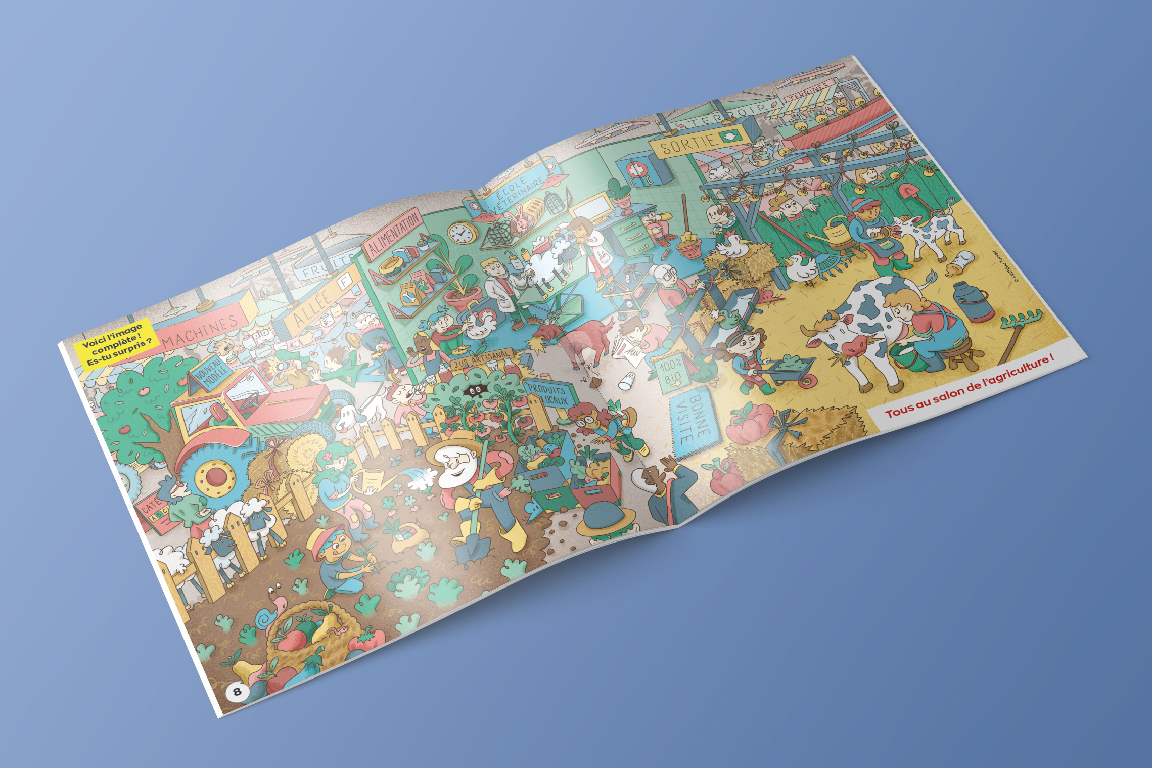 Double page illustrée, pour le magazine Pirouette numéro 253, sur le thème du Salon de l'Agriculture.