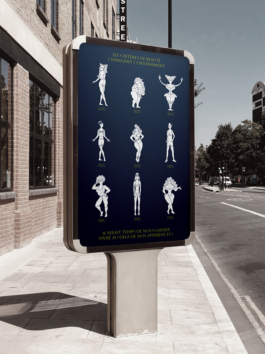 Affiche contre le sexisme, crée avec les jeunes de Pavillons-sous-Bois. Visuel présenté sur un panneau publicitaire.