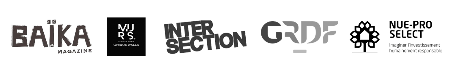 Logos de mes clients : Baika magazine, Murs, Intersection magazine, GRDF, Nue-Pro-Select