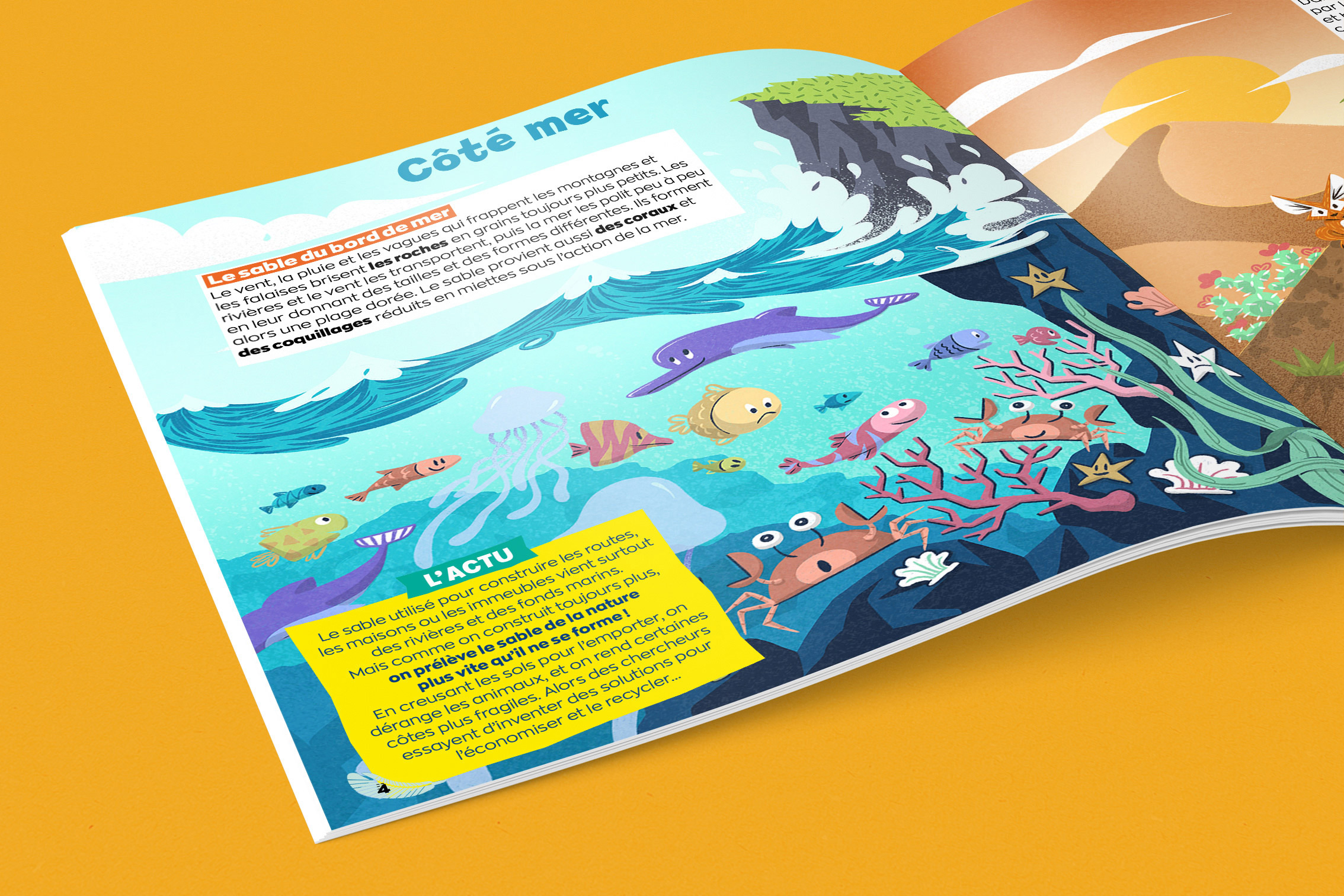 Zoom dessin, pour le magazine Pirouette numéro 257, sur le thème des fonds marins.